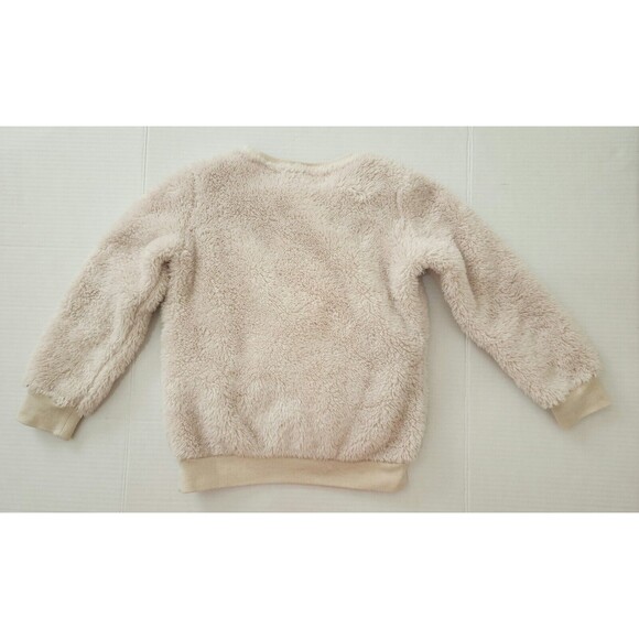 Nike Just Do It Kids Plush Pullover Sweatshirt Size 5-6 Beige Crew Neck Swoosh - Picture 3 of 12